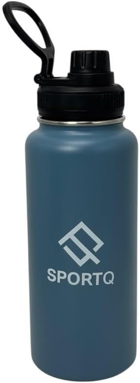 SportQThermal Water Bottle 1000ml SUS304 Stainless Steel – 6 Hours Hot & 12 Hours Cold Insulated – Leak Proof with Strong Handle – Suitable for Gym, Trips, School (Army Green, X-Hydrate) ‎SportQ