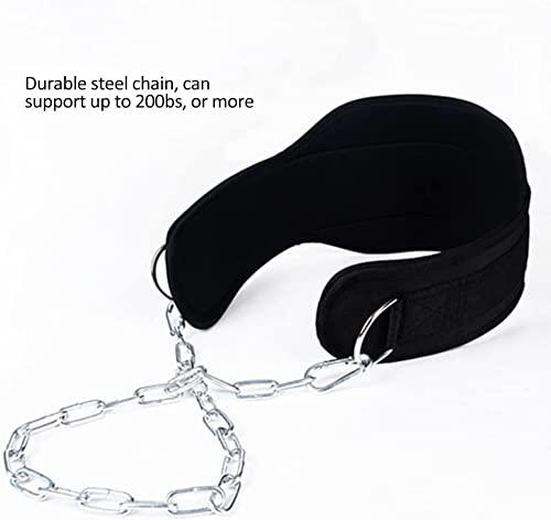 حزام رفع سوار رفع القوي بنصف طول حزام وزن بالغمس قضيب حديد رياضي لتدريبات اللياقة البدنية مع سلسلة بحلقة مزدوجة لمعدات اللياقة البدنية SportQ