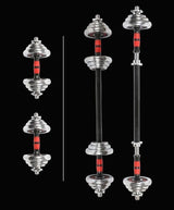 SportQ® 2-in-1 Chrome Steel Adjustable Dumbbell Set with Premium Chrome Carrying Case with Connector Bar - Converts in Seconds from Pair Dumbbell to Bar for Strength Training ‎SportQ
