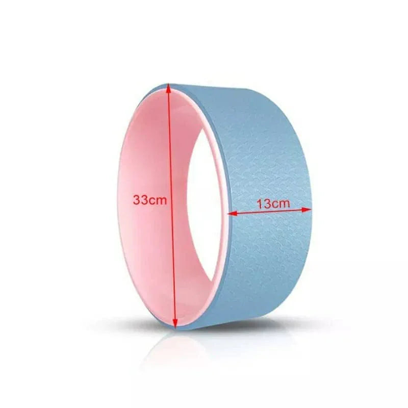Yoga wheel for stretching and exercise, 33cm diameter, blue with pink interior, SportQ Egypt