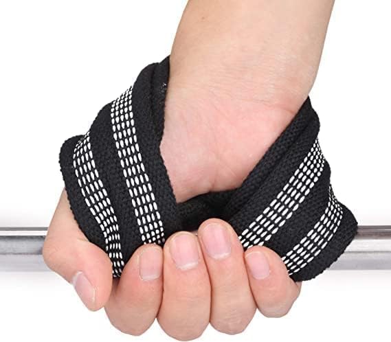 SportQWeight Lifting Grips with Wrist Straps, Strong and Durable 8 Shape Lifting Straps for Men and Women Suitable for Strength Training, 2 Pack, Tensioner SportQ