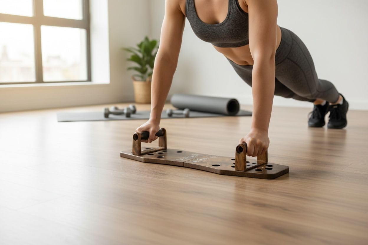لوح تمارين بوش اب احترافي قابل للطي – Push Up Board متعدد الوضعيات لتقوية الصدر والكتف والذراع – تصميم خشب قوي مع قاعدة مانعة للانزلاق – جهاز تمارين منزلية كامل