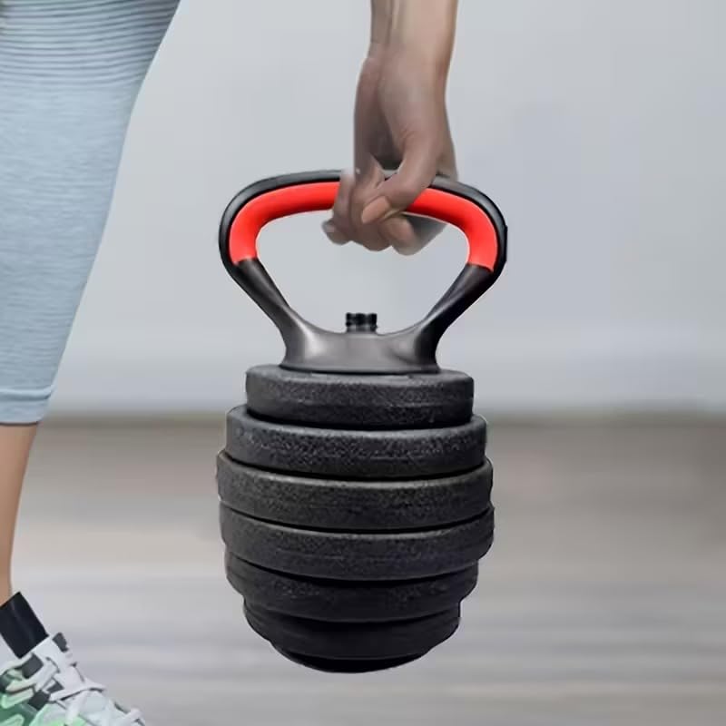 Adjustable Kettlebell Handle to Convert Weights to Kettlebell – Comfortable Wide Handle with Double Lock & Stable Base – Suitable for Strength & Cardio Training at Home – Fits All Weights SportQ