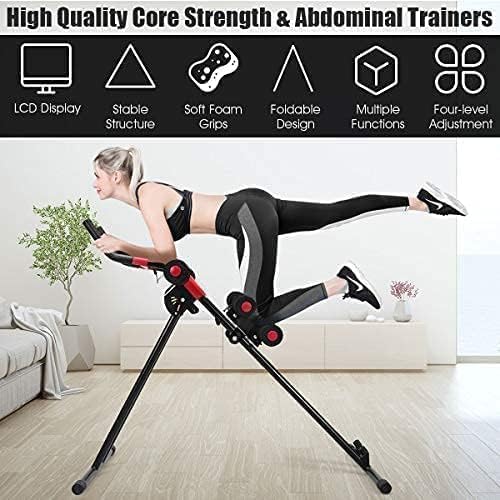 SportQ Abdominal Exerciser – Abdominal & Waist Trainer with 4 Resistance Levels & LCD Display – Foldable & Space Saving – Suitable for Full Body Workout & Core Strength – Load 110kg SportQ