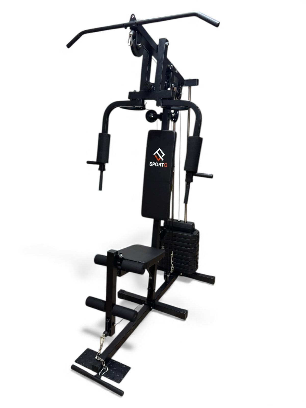 SportQ Multifunctional Home Gym | All-Inclusive Exercise Station for Chest, Back, Arms and Legs with Built-in Weights and Powerful Pulley System – Complete Fitness Machine for Home 100 lbs SportQ