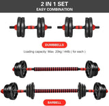 Dumbbell Bar Pair 50cm with Dumbbell Conversion Connector for Training Bar Mountable with Safety Nuts, Non-Slip Handle Strong Iron Barbell Suitable for Barbell and Rubber (Without Weights Frames) SportQ