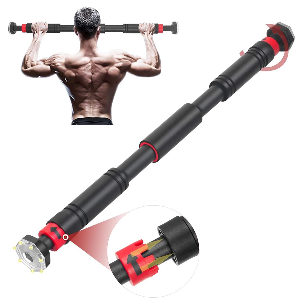 SportQ Adjustable Door Pull Up From 60 To 100 Cm – Easy To Install And Disassemble Without Any Tools Double Safety System Against Disassembly During Exercise – Strong Materials Withstand High Weights SportQ