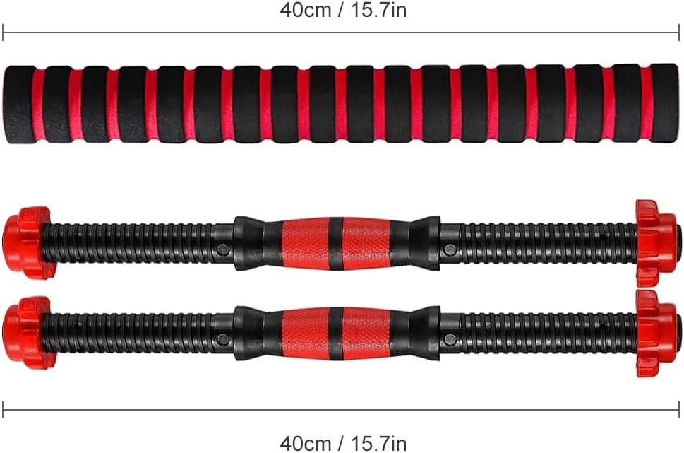 Dumbbell Bar Pair 50cm with Dumbbell Conversion Connector for Training Bar Mountable with Safety Nuts, Non-Slip Handle Strong Iron Barbell Suitable for Barbell and Rubber (Without Weights Frames) SportQ