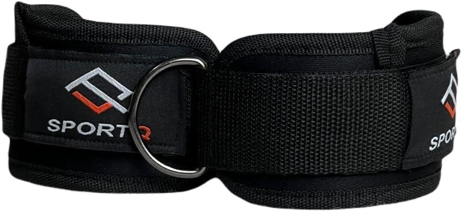 SportQ black ankle strap with metal D-ring for gym and home workout equipment