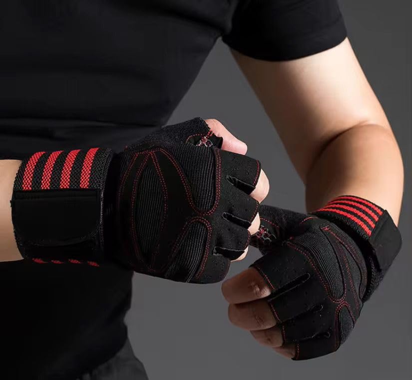 SportQ® Workout Gloves Weight Lifting Gloves with Wrist Wraps for Gym Training Support, Fitness, Hanging & Pull Ups, Breathable, Full Palm Protection SportQ