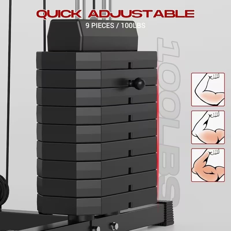 SportQ Multifunctional Home Gym | All-Inclusive Exercise Station for Chest, Back, Arms and Legs with Built-in Weights and Powerful Pulley System – Complete Fitness Machine for Home 100 lbs SportQ