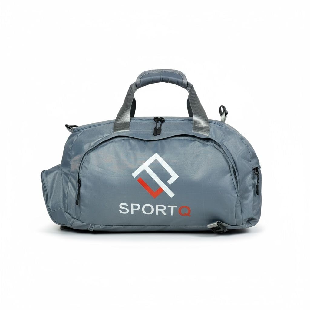 SportQ Multifunctional Sports Bag – Gym & Travel Bag, Lightweight and Practical Large Size for Carrying Clothes, Shoes & Accessories – Your Perfect Friend for Workouts and Trips (Grey) SportQ