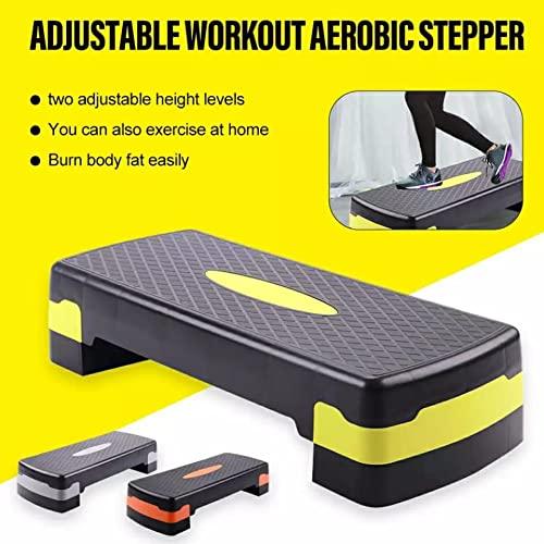Adjustable aerobic stepper for home gym workouts, black with yellow accents, SportQ store