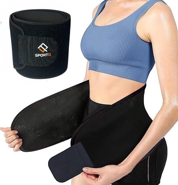 SportQ Slimming Belt for Men & Women Made with Premium Quality Neoprene – Helps Burn Fat & Increase Sweat During Workout – Prevents Odor Clumping After Workout Abdomen & Waist SportQ