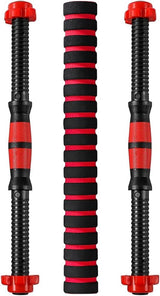 Dumbbell Bar Pair 50cm with Dumbbell Conversion Connector for Training Bar Mountable with Safety Nuts, Non-Slip Handle Strong Iron Barbell Suitable for Barbell and Rubber (Without Weights Frames) SportQ