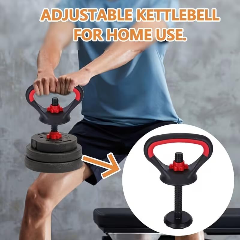 Adjustable Kettlebell Handle to Convert Weights to Kettlebell – Comfortable Wide Handle with Double Lock & Stable Base – Suitable for Strength & Cardio Training at Home – Fits All Weights SportQ