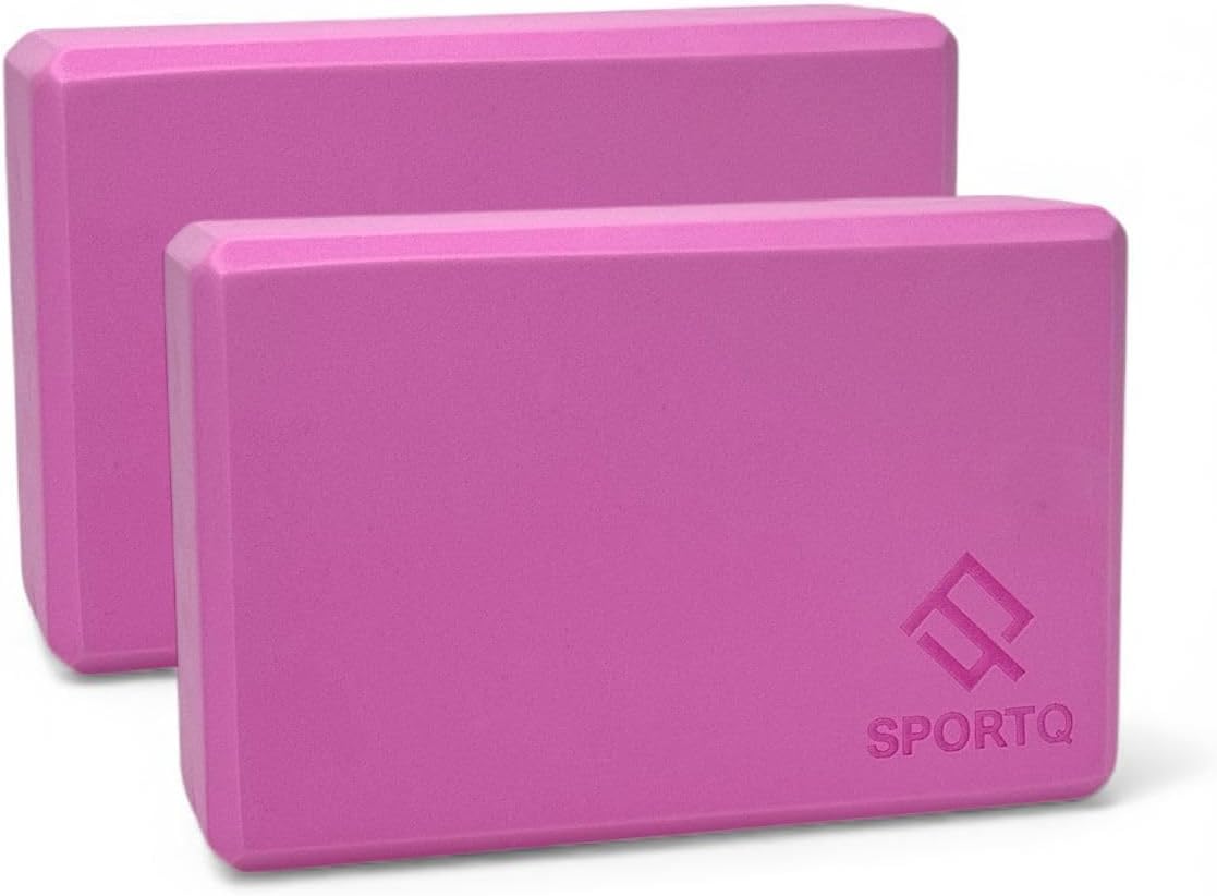 SportQ® Yoga Block Block 2 Pcs, High Density EVA Foam Non Slip Yoga Block for Home Gym Improve Stretching for Yoga/Pilates/Fitness SportQ