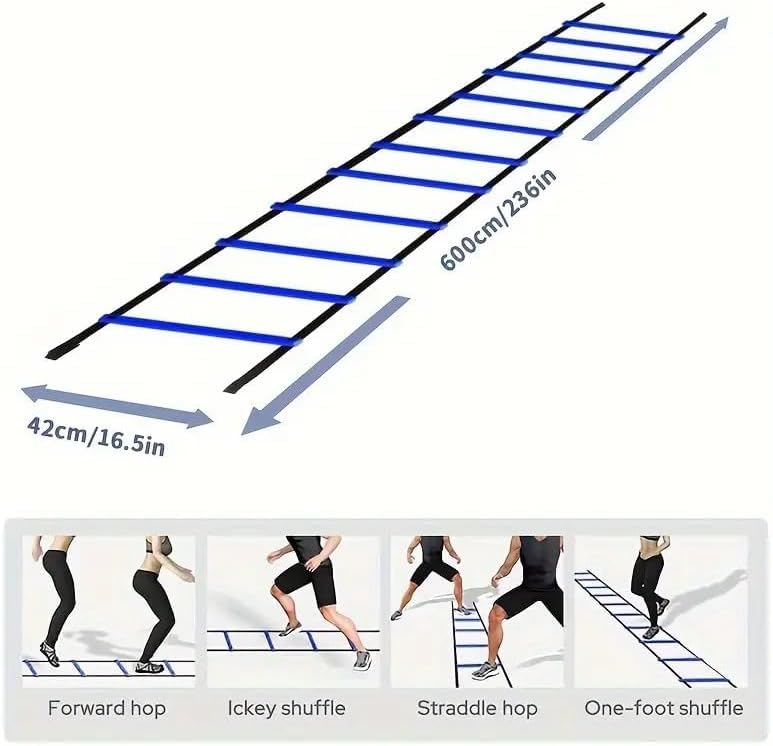 SportQ 12 Training Speed Ladder 6M with Carry Bag for Soccer Ball Speed Training Exercise Fitness ‎SportQ