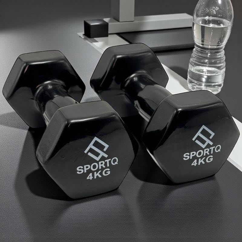 SportQ Hex Dumbbell Pair 1 to 5 Kg – Non-Slip & Rustproof Neoprene Coated Hand Weights for Strength Training & Muscle Toning – Suitable for Women, Men, Home, Gym (2 Pack) ‎SportQ