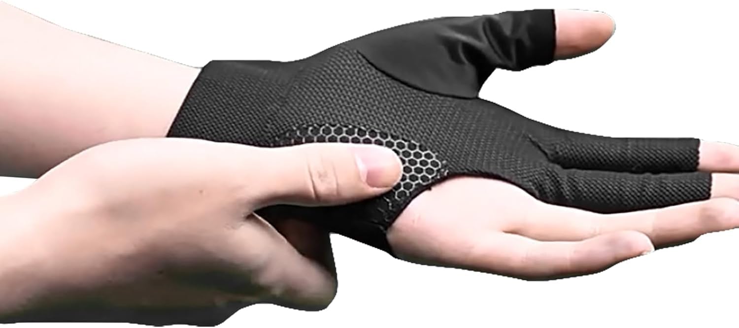 SportQ Breathable Nylon Pool Glove (Left Hand) Universal 3 Finger Gloves Sports Gloves for Women and Men, Indoor Game Set, Pool Accessories SportQ