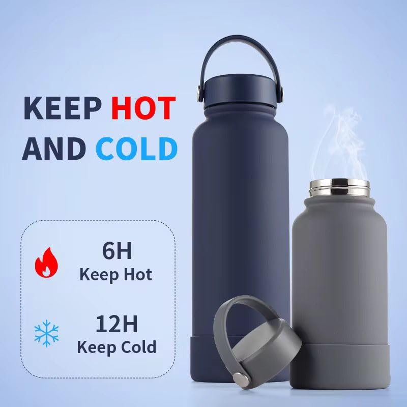 SportQThermal Water Bottle 1000ml SUS304 Stainless Steel – 6 Hours Hot & 12 Hours Cold – Leakproof Water Bottle with Strong Handle – Suitable for Gym, Trips, School (SetGo Bottle) ‎SportQ