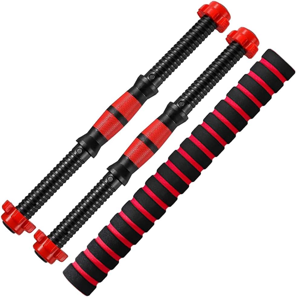 Dumbbell Bar Pair 50cm with Dumbbell Conversion Connector for Training Bar Mountable with Safety Nuts, Non-Slip Handle Strong Iron Barbell Suitable for Barbell and Rubber (Without Weights Frames) SportQ