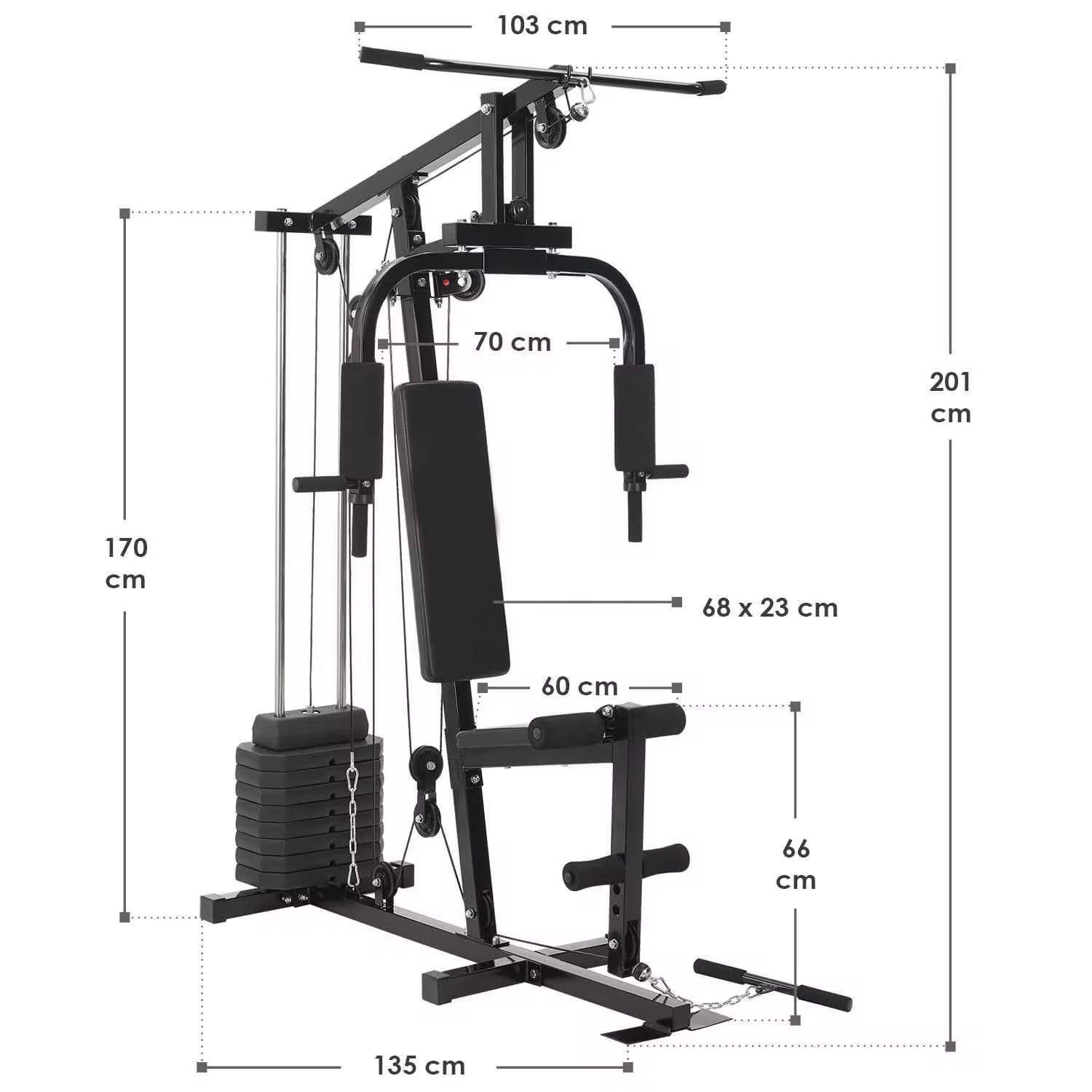 SportQ Multifunctional Home Gym | All-Inclusive Exercise Station for Chest, Back, Arms and Legs with Built-in Weights and Powerful Pulley System – Complete Fitness Machine for Home 100 lbs SportQ