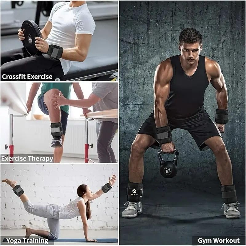 SportQ 2 Pack Wrist and Ankle Weights Adjustable Weight with Bags – Soft & Comfortable Material, Strong, Suitable for Running, Yoga, Physical Therapy, Strength Training for Men & Women ‎SportQ