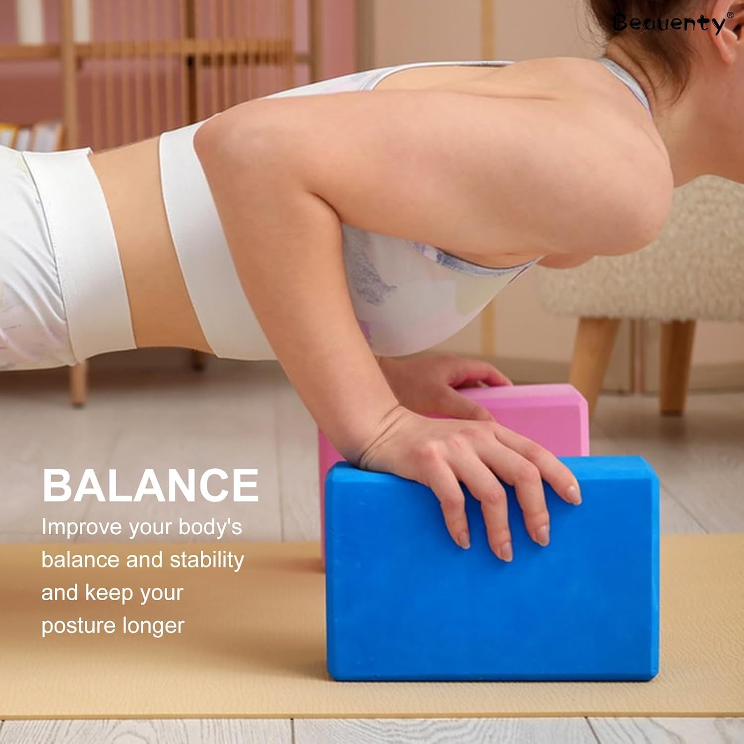 SportQ® Yoga Block Block 2 Pcs, High Density EVA Foam Non Slip Yoga Block for Home Gym Improve Stretching for Yoga/Pilates/Fitness SportQ