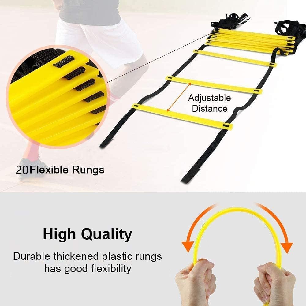 SportQ 12 Training Speed Ladder 6M with Carry Bag for Soccer Ball Speed Training Exercise Fitness ‎SportQ
