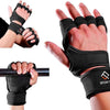 SportQ Padded Training Gloves with Silicone Support for Weight Lifting Gym Workout Half Finger Protection Strong Grip for Men and Women