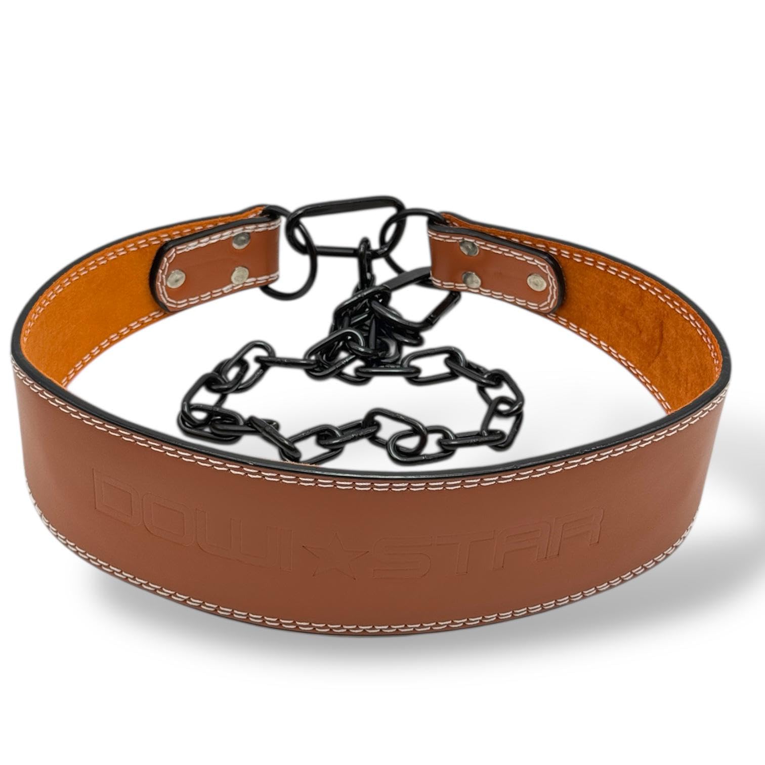 Premium Quality Leather Parallel Belt Designed for Maximum Weight Bearing – Heavy Weight Support for Chin-Ups, Dips, Calistinex – Adjustable Chain for Weights up to 100kg / 220lbs SportQ