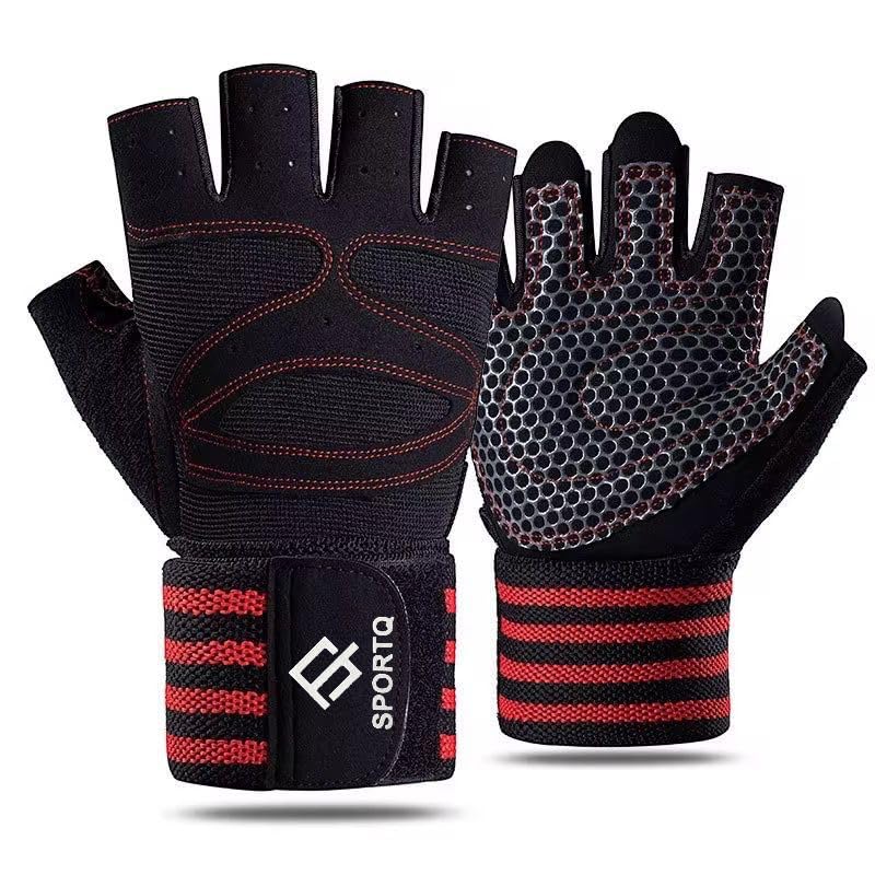 SportQ® Workout Gloves Weight Lifting Gloves with Wrist Wraps for Gym Training Support, Fitness, Hanging & Pull Ups, Breathable, Full Palm Protection SportQ