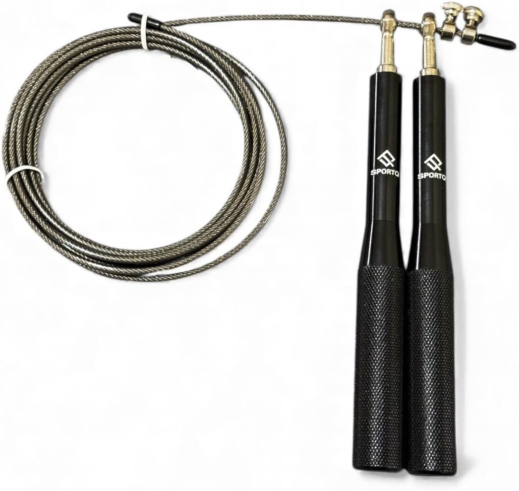 SportQ Speed Jump Rope – Adjustable Steel Wire with Light Aluminum Handles | Ideal for Crossfit, Boxing & Cardio Workouts | Suitable for Men and Women – Multiple Colors