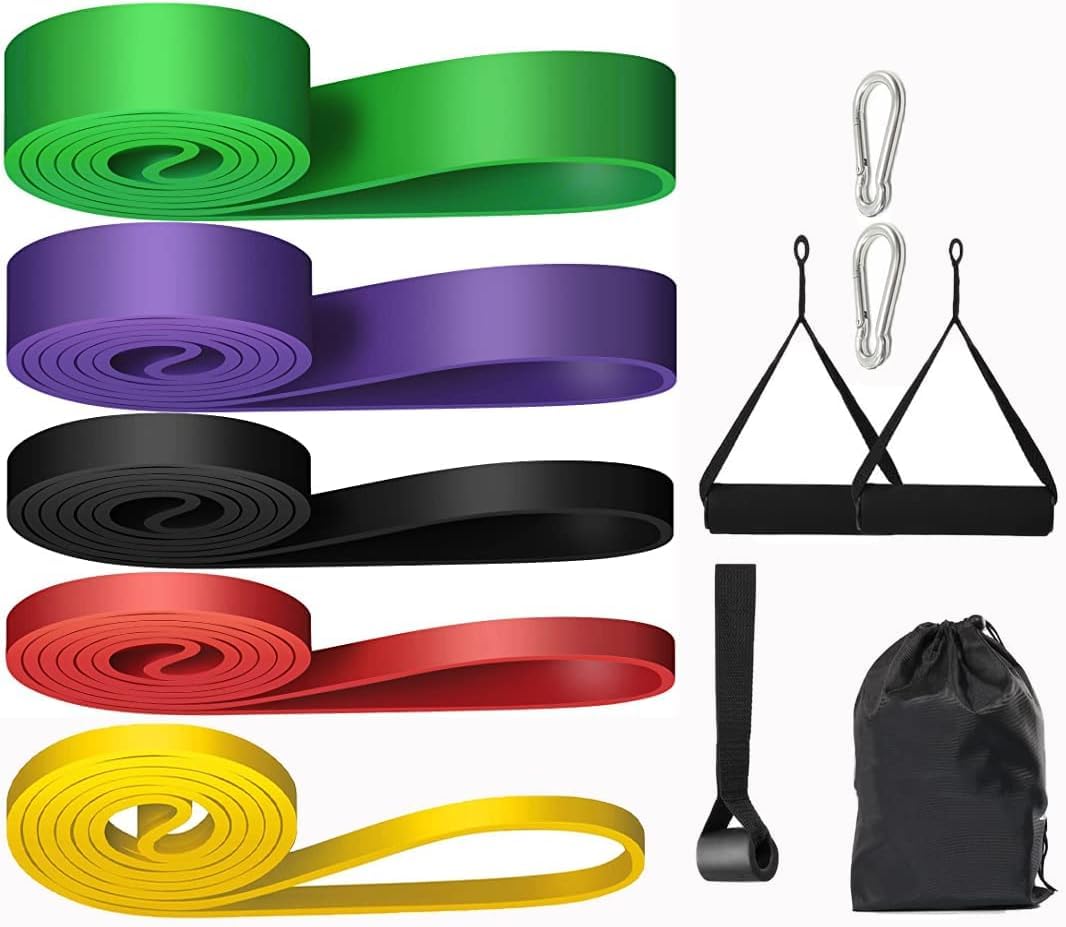 SportQ Resistance Bands Set Premium Fitness Rubber Bands, 5 Different Sizes with Handles, Door Anchors, Leg Bands with Tool Carry Bag ‎SportQ