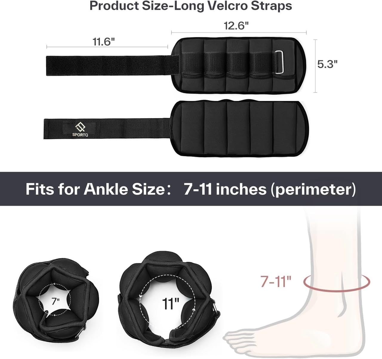 SportQ 2 Pack Wrist and Ankle Weights Adjustable Weight with Bags – Soft & Comfortable Material, Strong, Suitable for Running, Yoga, Physical Therapy, Strength Training for Men & Women ‎SportQ