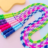 SportQ 230cm Colorful Beads Skipping Rope – Comfortable Non-Slip Handles, Durable Nylon Rope for Training and Fitness for Kids and Adults ‎SportQ
