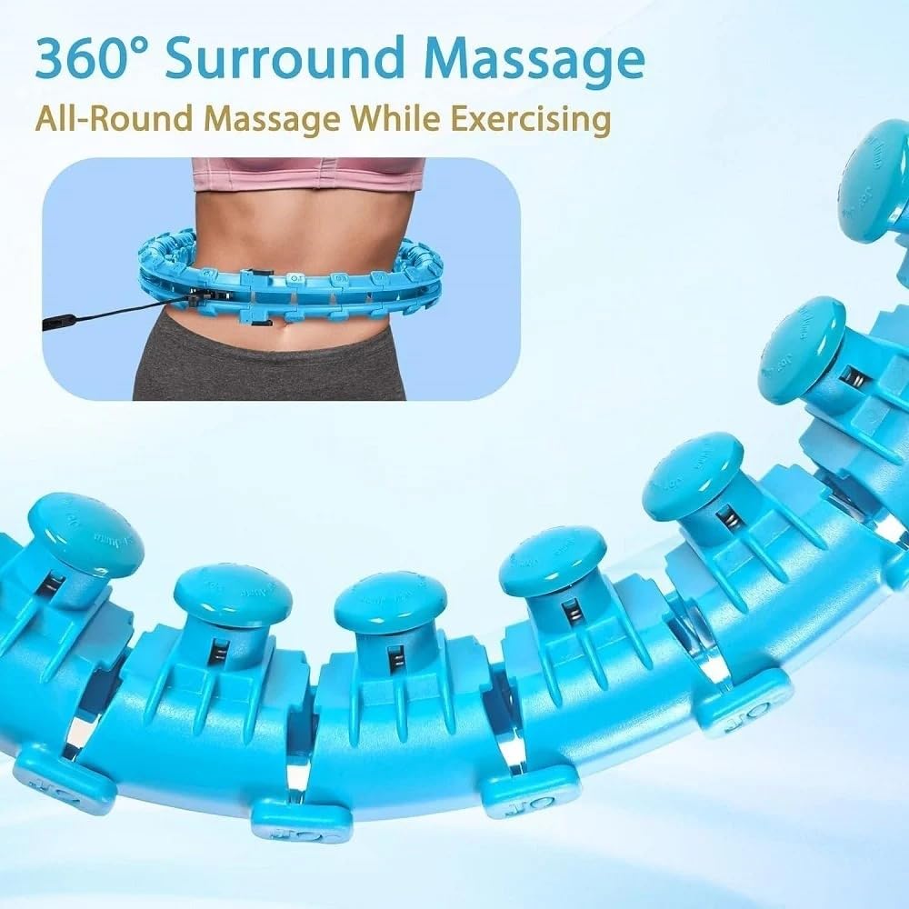 طوق هولا هوب ذكي 28 عقدة للتنحيف مع كرة وزن – 360° تدليك وحرق دهون البطن والخصر، قابل للتعديل، يساعد على إنقاص الوزن وبناء اللياقة البدنية للنساء والرجال ‎SportQ