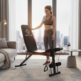 SportQ Adjustable Weight Bench Foldable Exercise Bench 250kg Large Capacity Elastic Ropes for Home Gym Strength Training Full Body Fitness Sit Up Flat Incline ‎SportQ
