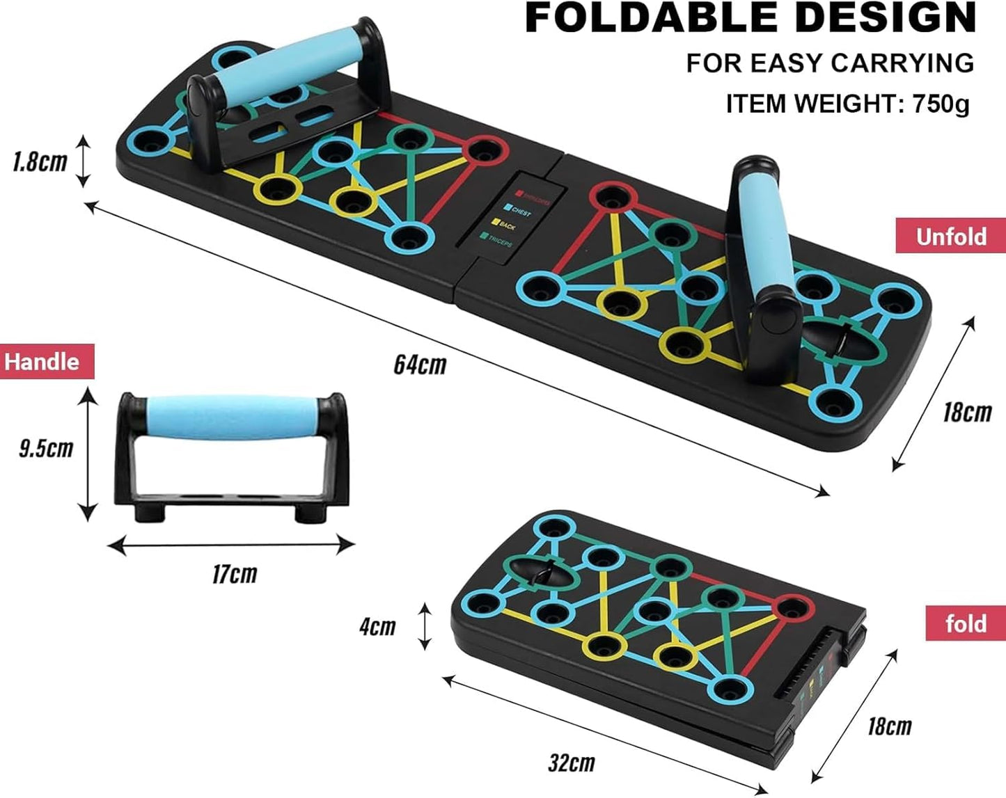 SportQ Multifunctional Folding Push Up Board, Professional Chest Muscle Exercise Equipment with Strength Training Arm, Suitable for Home Gym and Suitable for Both Men and Women ‎SportQ