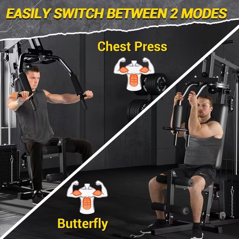 SportQ Multifunctional Home Gym | All-Inclusive Exercise Station for Chest, Back, Arms and Legs with Built-in Weights and Powerful Pulley System – Complete Fitness Machine for Home 100 lbs SportQ