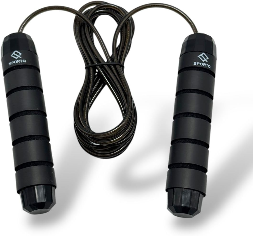 SportQ Master Your Cardio Premium Quality Tangle-Free Skipping Rope for Men, Women and Kids Adjustable Fitness Exercise with Anti-Slip Foam Handles ‎SportQ