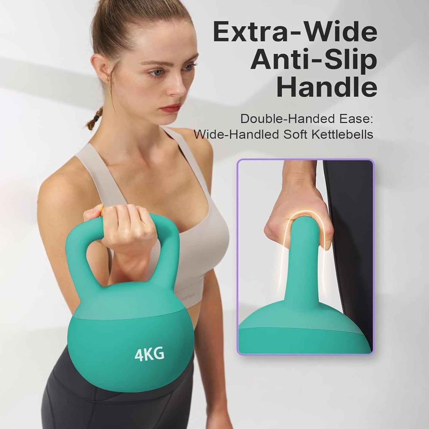 SportQ Soft Kettlebell – Safe Training Kettlebell Covered with Non-Slip Coating | Wide Palm Grip & Sand Pad for Shock Absorption for Strength Training and Fat Burning (2kg to 10kg) ‎SportQ
