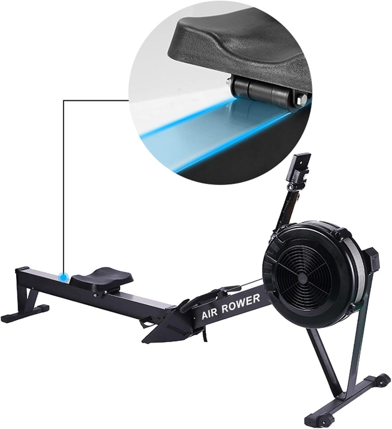 جهاز روينج ماشين Air Rower احترافي بمقاومة هوائية، شاشة رقمية LCD، قابل للطي والتخزين، يتحمل 200 كجم، لياقة وكارديو وتمرين كامل للجسم