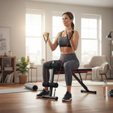 SportQ Adjustable Weight Bench Foldable Exercise Bench 250kg Large Capacity Elastic Ropes for Home Gym Strength Training Full Body Fitness Sit Up Flat Incline ‎SportQ