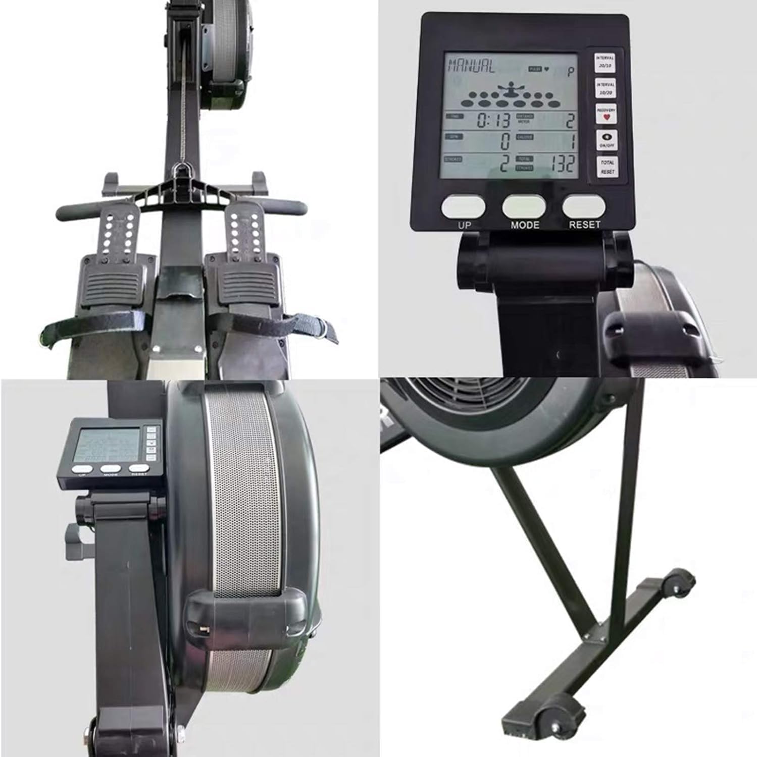 جهاز روينج ماشين Air Rower احترافي بمقاومة هوائية، شاشة رقمية LCD، قابل للطي والتخزين، يتحمل 200 كجم، لياقة وكارديو وتمرين كامل للجسم