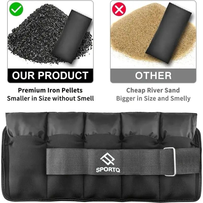 SportQ 2 Pack Wrist and Ankle Weights Adjustable Weight with Bags – Soft & Comfortable Material, Strong, Suitable for Running, Yoga, Physical Therapy, Strength Training for Men & Women ‎SportQ