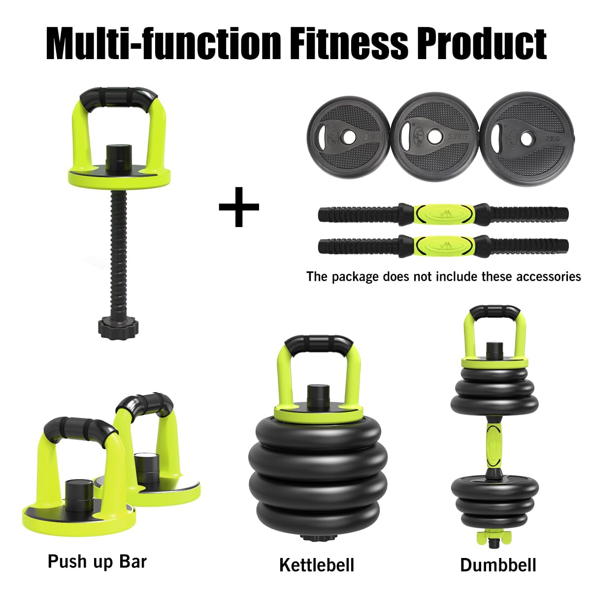 SportQ 7 in 1 Multi Use Dumbbells Set - Pair Dumbbell, Kettlebell, Abdominal Wheel, Push Handle, Straight Bar Extension and Zigzag – Adjustable Weights Home Gym in Your Home ‎SportQ