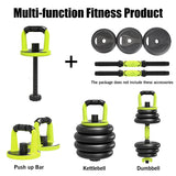 SportQ 7 in 1 Multi Use Dumbbells Set - Pair Dumbbell, Kettlebell, Abdominal Wheel, Push Handle, Straight Bar Extension and Zigzag – Adjustable Weights Home Gym in Your Home ‎SportQ