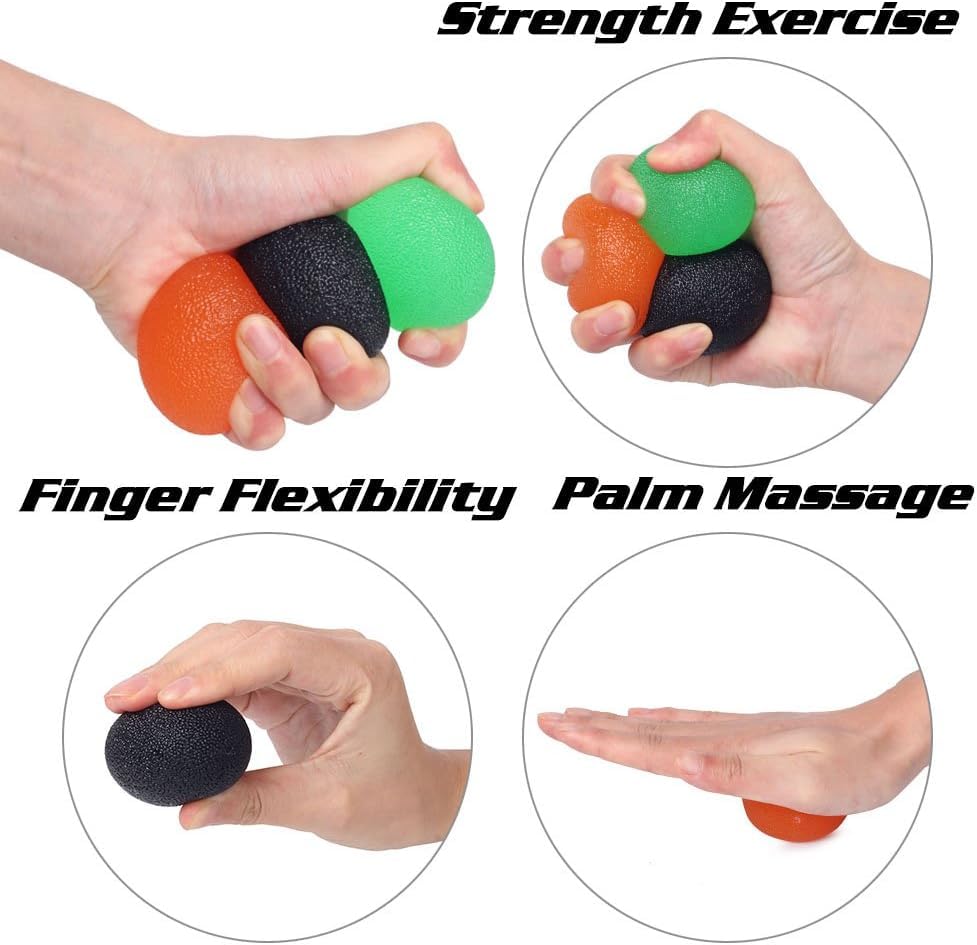 Hand Grip Strength Training Ball 3 Pack, Stress Relief Ball for Adults and Kids, Hand Grip Recovery Equipment for Wrist, Finger Resistance Exercise Ball SportQ